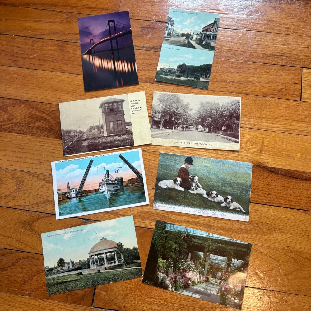 Vintage Delaware Postcard Lot of 8 Wilmington Lewes Greenwood Bridge Longwood